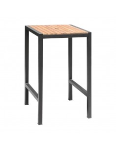 Bolero Square Steel and Acacia Bar Table 600mm