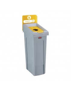 Rubbermaid Slim Jim Plastic Recycling Station Yellow 87Ltr