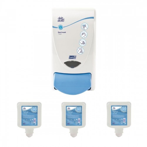 Special Offer Deb Clear Foam Soap Dispenser and 3 Cartridges