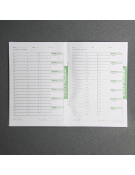 Temperature Log Book J1 Next Day Catering