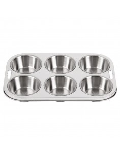 Vogue Aluminium 6 Cup Deep Muffin Tray