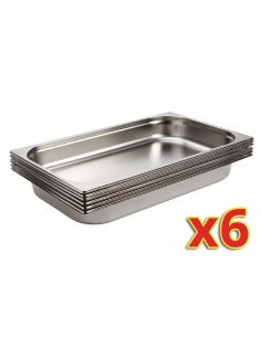 Vogue Stainless Steel 11 Gastronorm Pans 65mm Set of 6