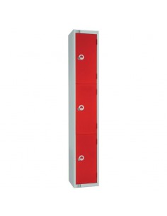 Elite Lockers Elite Three Door Coin Return Locker Red