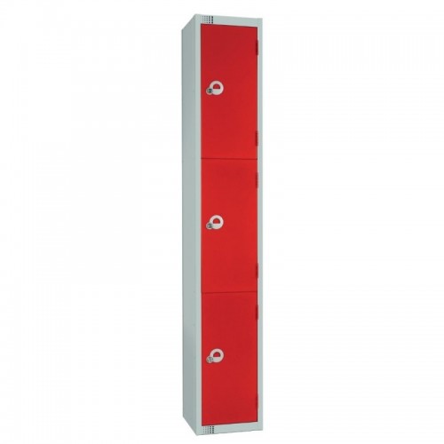 Elite Lockers Elite Three Door Coin Return Locker Red