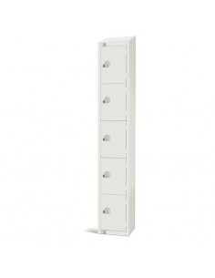 Elite Lockers Elite Five Door Camlock Locker with Sloping Top Wh