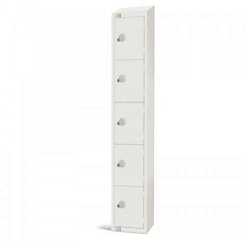 Elite Lockers Elite Five Door Camlock Locker with Sloping Top Wh