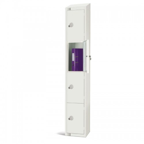 Elite Lockers Elite Four Door Padlock Locker with Sloping Top Wh