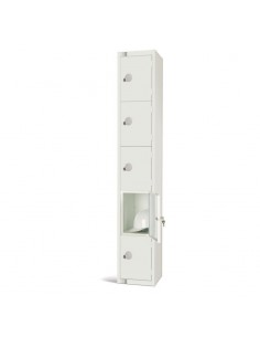 Elite Lockers Elite Five Door Padlock Locker White - GR313-P