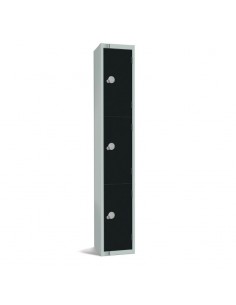 Elite Lockers Elite Three Door Coin Return Locker Black