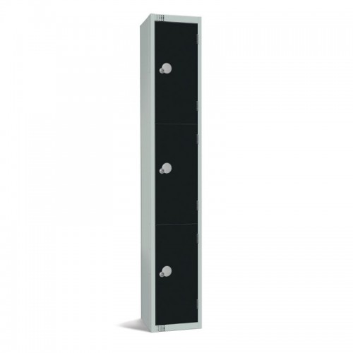 Elite Lockers Elite Three Door Coin Return Locker Black