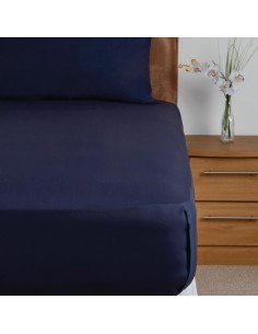 Mitre Essentials Temir Flat Sheet Navy Single