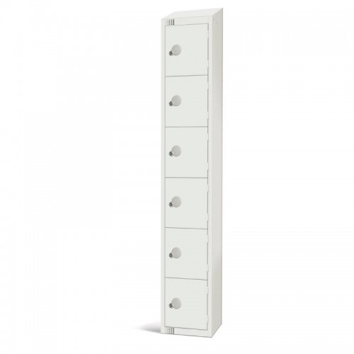 Elite Lockers Elite Six Door Locker White Camlock 300mm with Slo