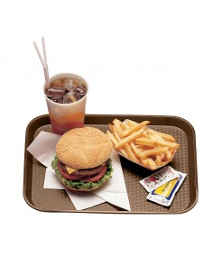 Tray Fast Food Brown Oblong Poly 34.5 x 26.5cm