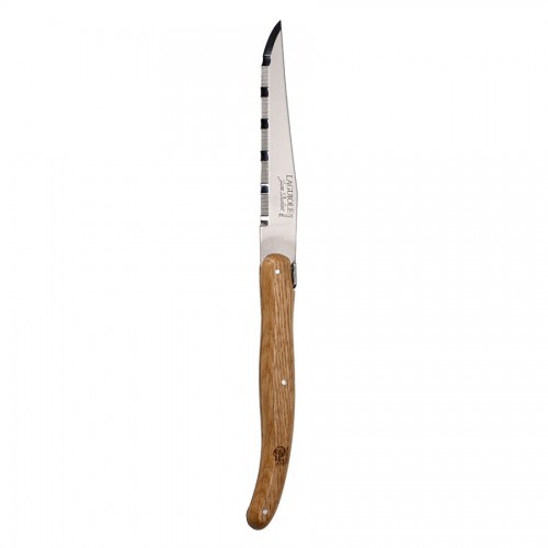 Laguiole Oak Handle Steak Knife Serrated 1.2mm Blade