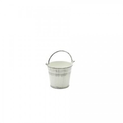 Galvanised Steel Serving Bucket 10cm Dia White Wash