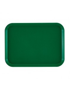 Tray Fast Food Green Oblong Poly 34.5 x 26.5cm