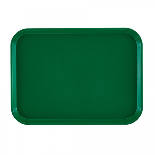 Tray Fast Food Green Oblong Poly 34.5 x 26.5cm