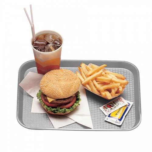 Tray Fast Food Grey Oblong Poly 34.5 x 26.5cm