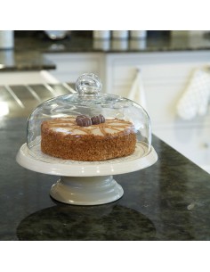 Classic Collection Ceramic Cake Stand & Glass Dome