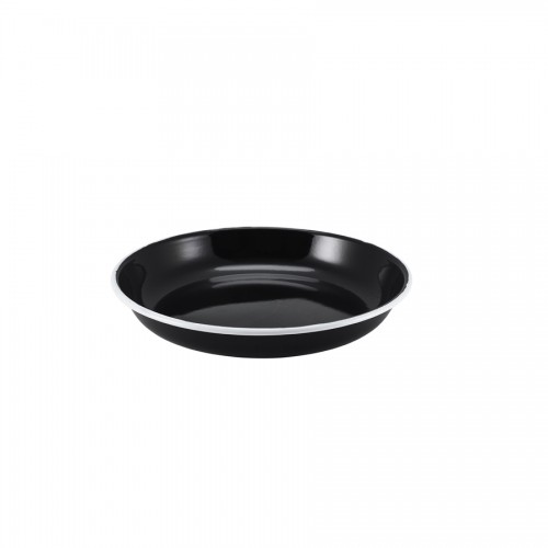 Enamel Rice/Pasta Plate Black with White Rim 24cm