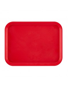 Tray Fast Food Red Oblong Poly 34.5 x 26.5cm