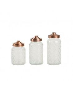 Large Lattice Glass Jar Copper Finish Lid1200ml