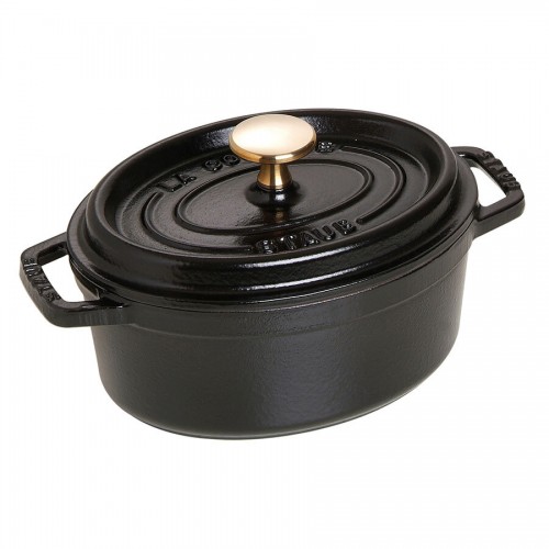 Black Cast Iron Oval Cocotte 17cm 1L