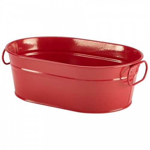 Galvanised Steel Serving Bucket Red