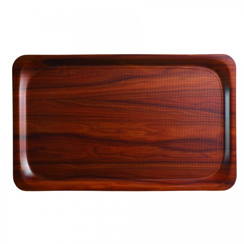 Laminated Walnut Tray Oblong 38x27cm Anti Slip