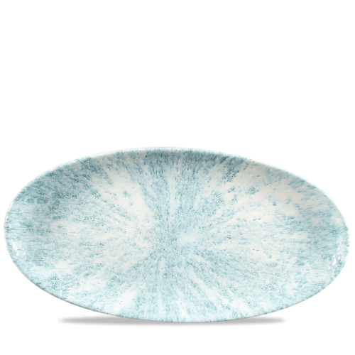 Stone Aquamarine Oval Chefs Plate 13 3/4X6 3/4 inch