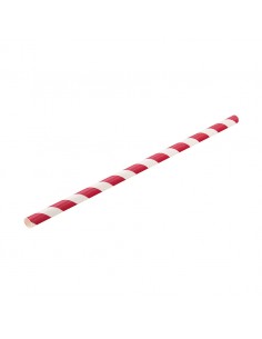 Paper Red Stripe Straw 8 inch