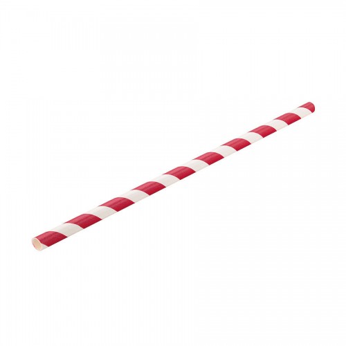 Paper Red Stripe Straw 8 inch