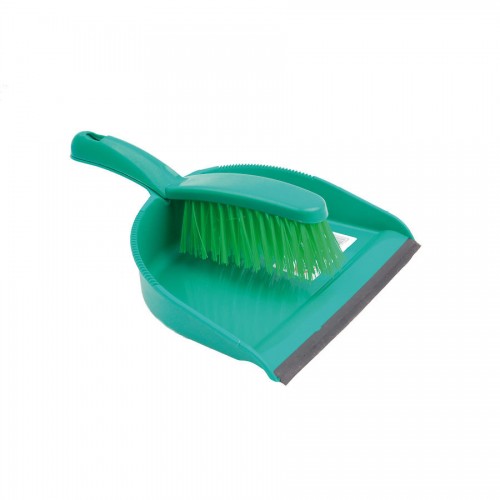 Dustpan And Brush Set Stiff Brush Green