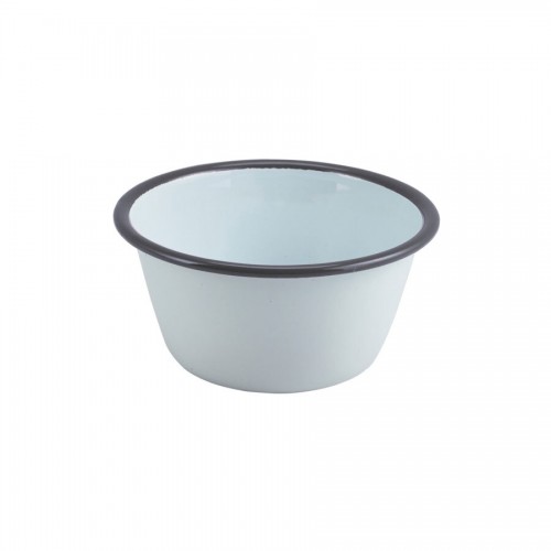 Round Deep Pie Dish White With Grey Rim 12cm