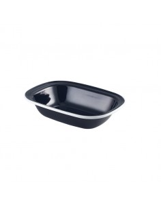 Enamel Pie Dish Black With White Rim 20cm