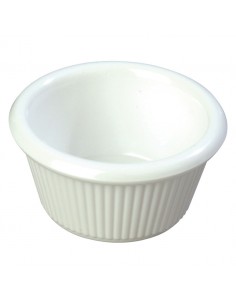 Fluted Ramekin White Melamine Round 6cl