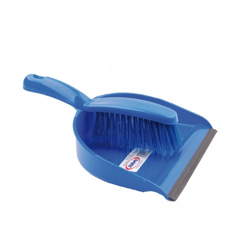 Dustpan And Brush Set Stiff Brush Blue