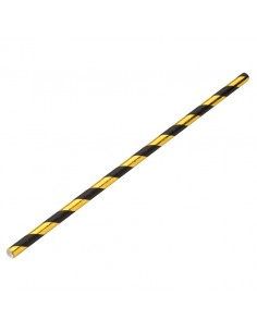 Paper Gold/Black Stripe Straw 8 Inch 20cm Box of 250