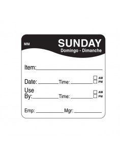 Daymark label Sunday Removable Square 5.1cm