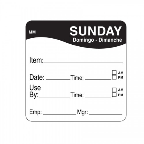 Daymark label Sunday Removable Square 5.1cm