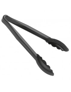 Scalloped Tongs Black Polycarbonate 23cm