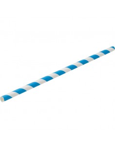 Paper Blue Stripe Straw 8 Inch 20cm