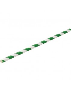 Paper Green Stripe Straw