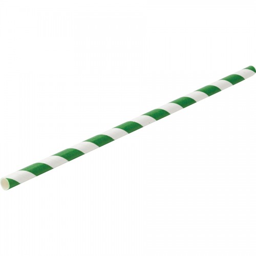 Paper Green Stripe Straw