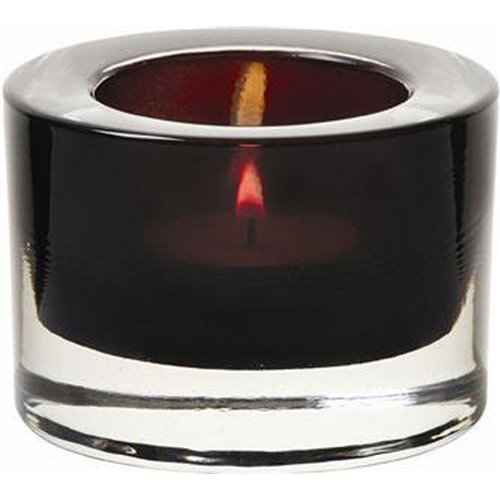 Heavy Base Tealight Holder Black Glass 8cm