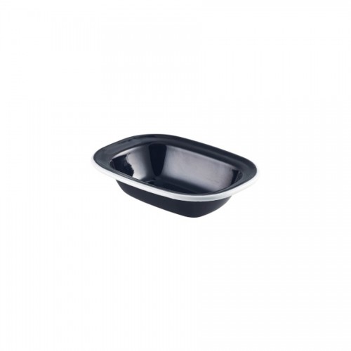 Enamel Pie Dish Black With White Rim 16cm