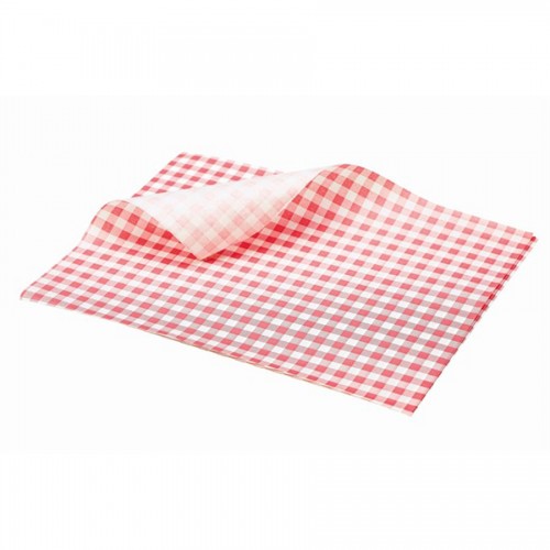 Greaseproof Paper Gingham Print Red 25 x 20cm