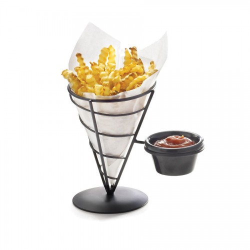 Appetiser Cone With Ramekin 5 inch x 7 inch Black