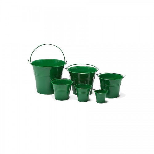 Dark Green Metal Bucket 15cm Dia x 12.5cm H