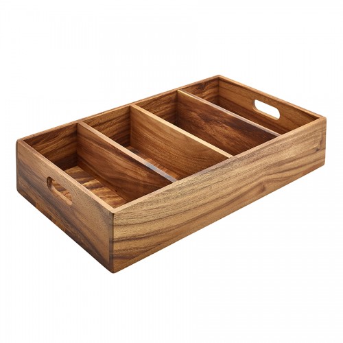 Acacia Wood 4 Compartment Cutlery Tray